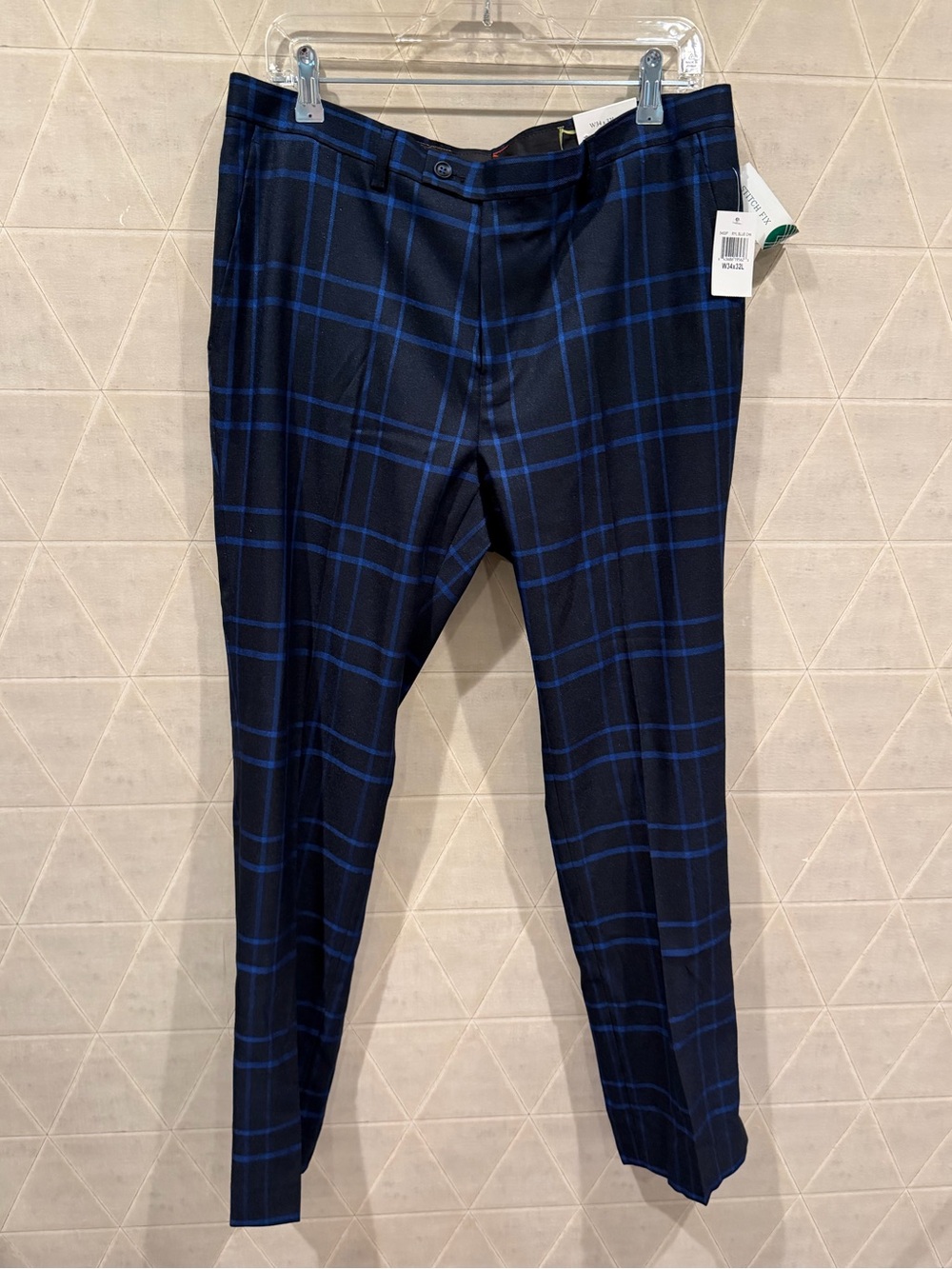 Paisley & Gray Slim Fit Suit Separates Pants, Blue Plaid 34x32 NWT